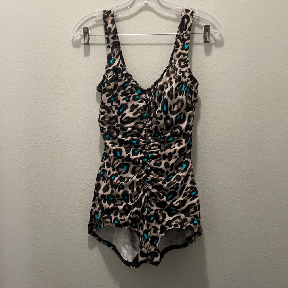 Cheetah One Piece Swimsuit w/vintage low cut legs